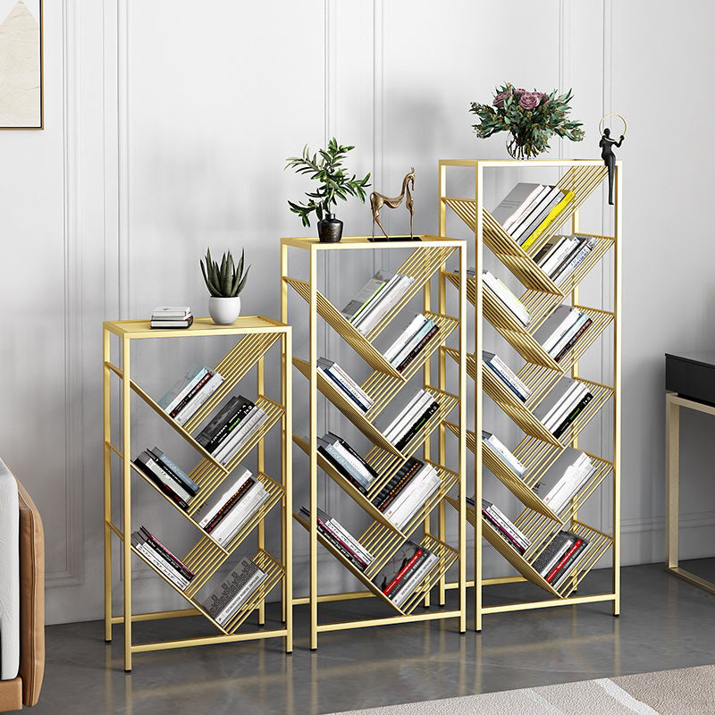 Modern Style Bookcase Open Back Metal Vertical Bookshelf for Home