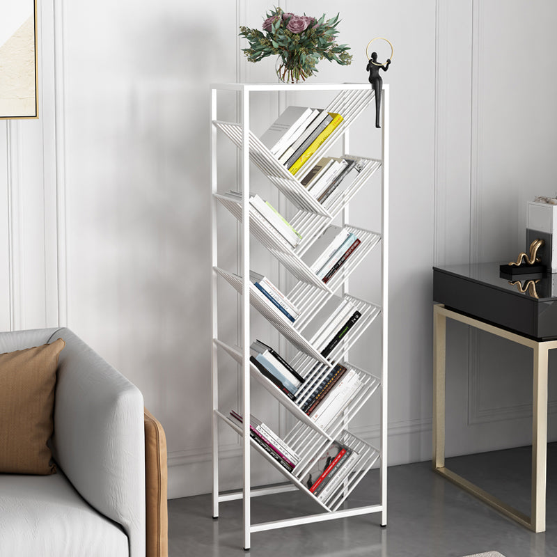 Modern Style Bookcase Open Back Metal Vertical Bookshelf for Home