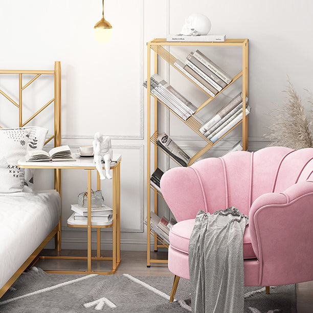 Modern Style Bookcase Open Back Metal Vertical Bookshelf for Home