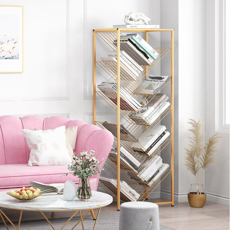 Modern Style Bookcase Open Back Metal Vertical Bookshelf for Home