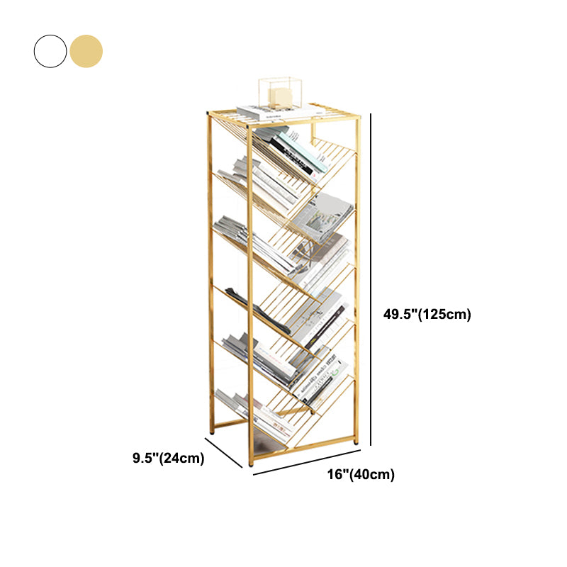 Modern Style Bookcase Open Back Metal Vertical Bookshelf for Home