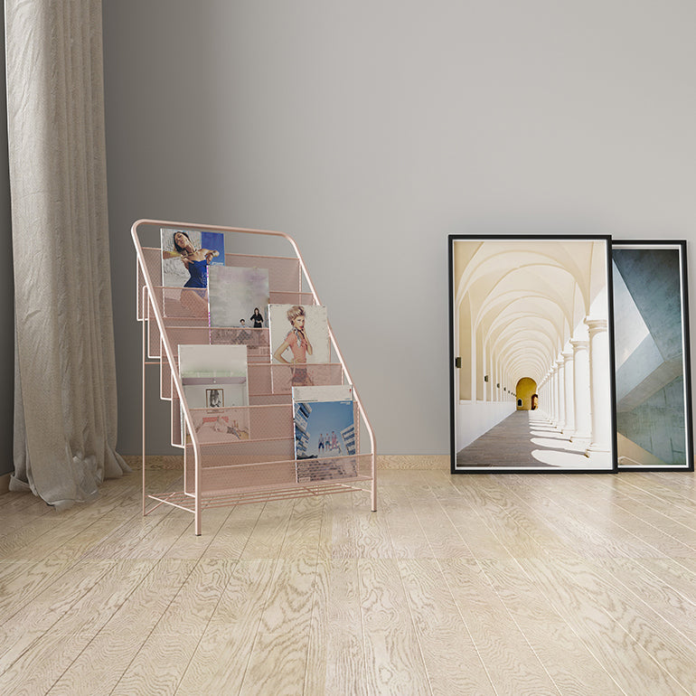 Contemporary Style Ladder Bookcase Metal Closed Back Bookshelf