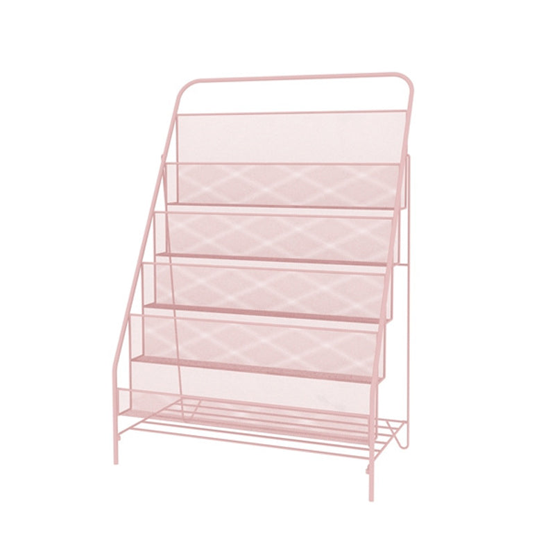 Contemporary Style Ladder Bookcase Metal Closed Back Bookshelf