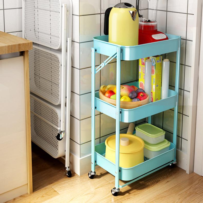 Contemporary Metal Etagere Bookshelf Stackable Open Bookcase with Caster Wheels