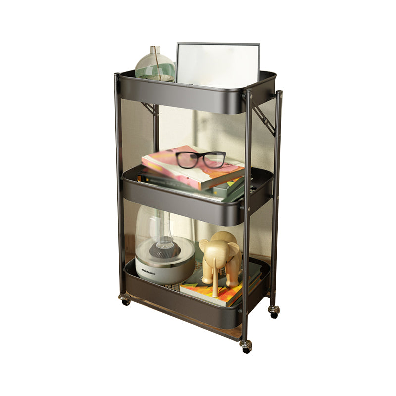 Contemporary Metal Etagere Bookshelf Stackable Open Bookcase with Caster Wheels