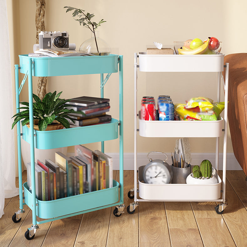 Contemporary Metal Etagere Bookshelf Stackable Open Bookcase with Caster Wheels