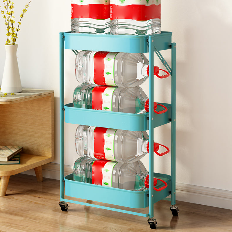 Contemporary Metal Etagere Bookshelf Stackable Open Bookcase with Caster Wheels