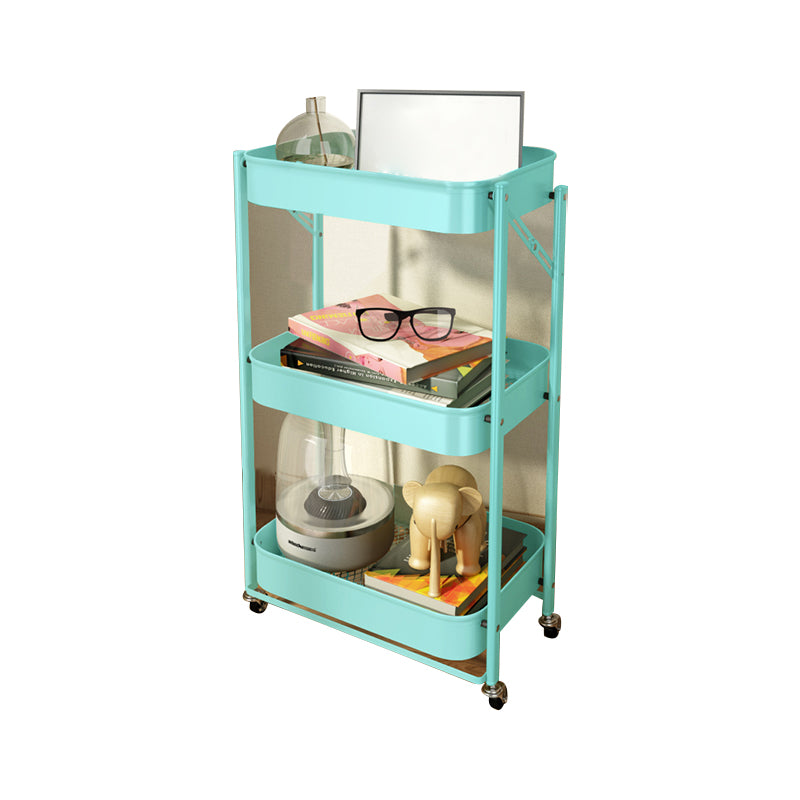 Contemporary Metal Etagere Bookshelf Stackable Open Bookcase with Caster Wheels