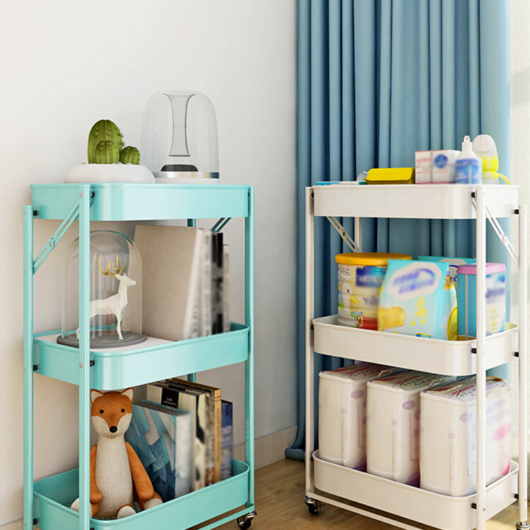 Contemporary Metal Etagere Bookshelf Stackable Open Bookcase with Caster Wheels