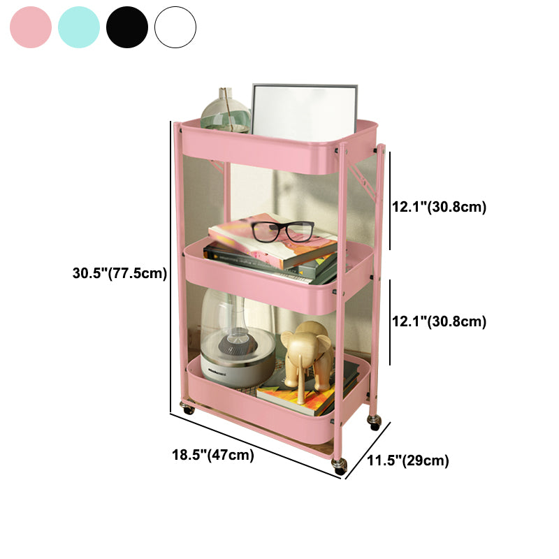 Contemporary Metal Etagere Bookshelf Stackable Open Bookcase with Caster Wheels