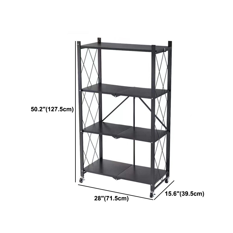 Contemporary Metal Etagere Bookshelf Stackable Open Bookcase with Caster Wheels
