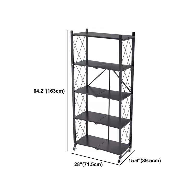 Contemporary Metal Etagere Bookshelf Stackable Open Bookcase with Caster Wheels