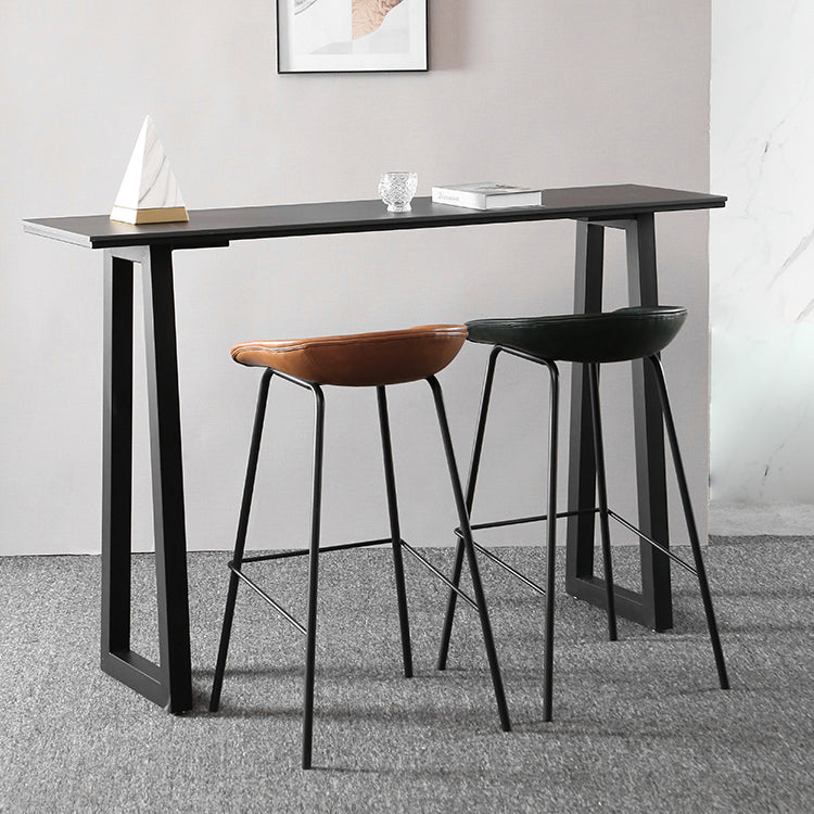 Industrial Style Leather Counter Stool Bucket Stools with Metal Base for Home