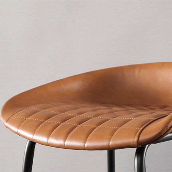 Industrial Style Leather Counter Stool Bucket Stools with Metal Base for Home