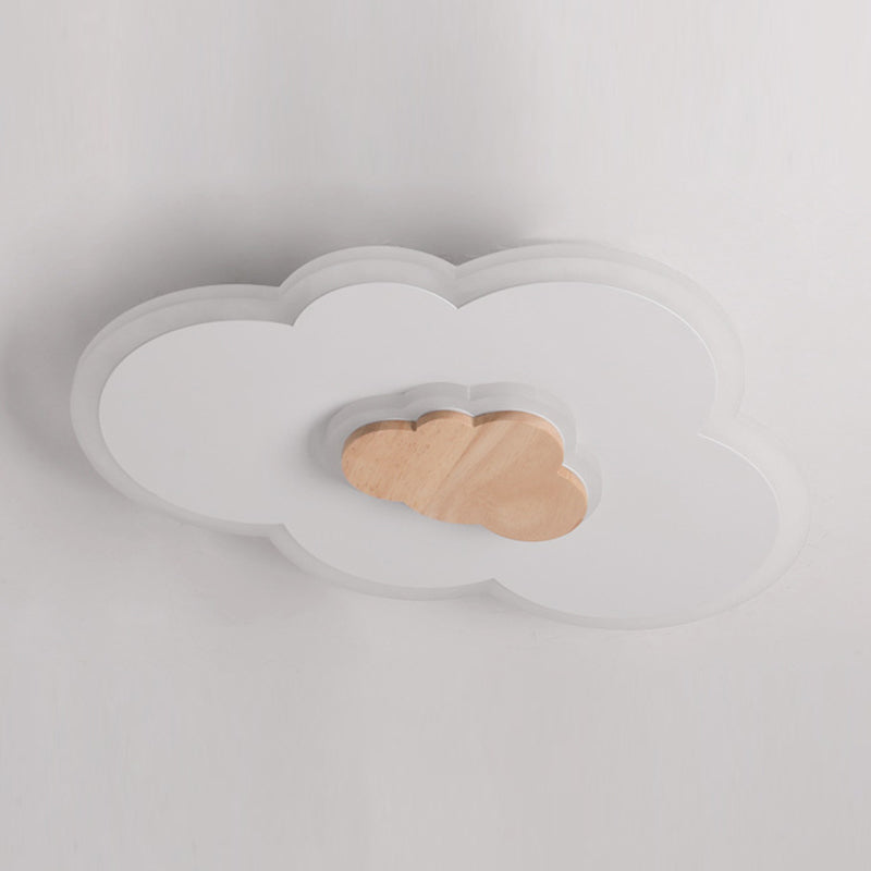 Metal Cloud Shape Flush Mount Light Kid Style 2-Lights Flush Mount Ceiling Light in White