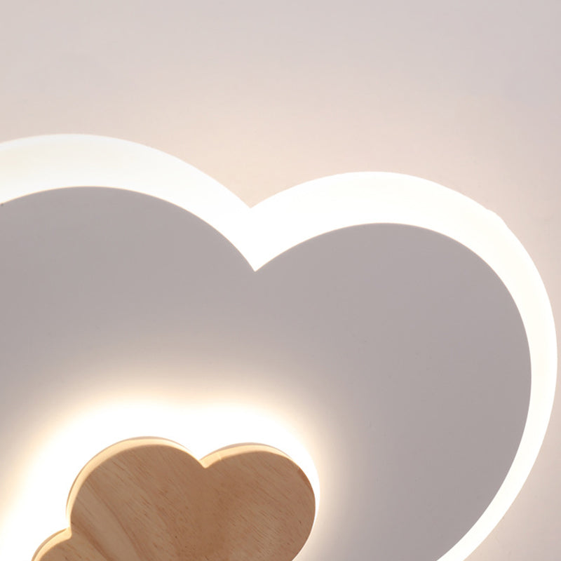 Metal Cloud Shape Flush Mount Light Kid Style 2-Lights Flush Mount Ceiling Light in White