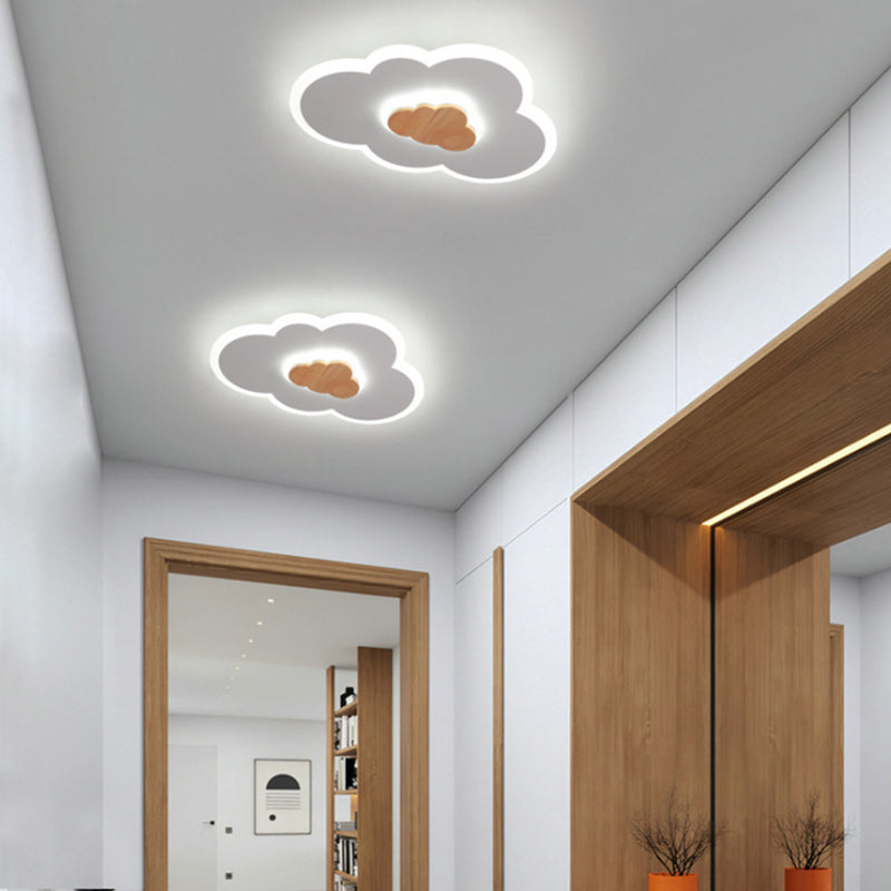 Metal Cloud Shape Flush Mount Light Kid Style 2-Lights Flush Mount Ceiling Light in White