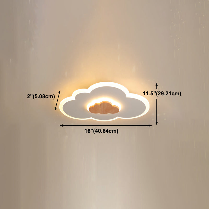 Metal Cloud Shape Flush Mount Light Kid Style 2-Lights Flush Mount Ceiling Light in White