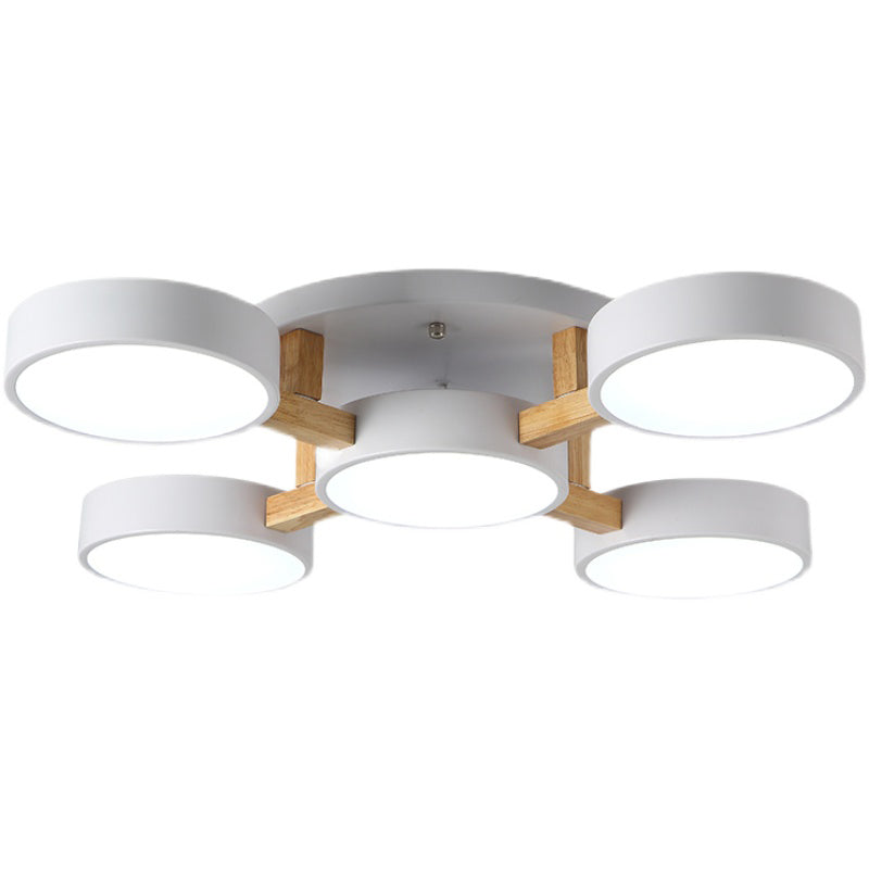 Nordic Round Ceiling Light Colorful Multi Light Flush Mount Light for Bedroom