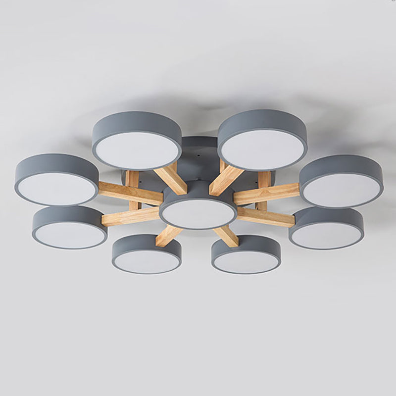 Nordic Round Ceiling Light Colorful Multi Light Flush Mount Light for Bedroom
