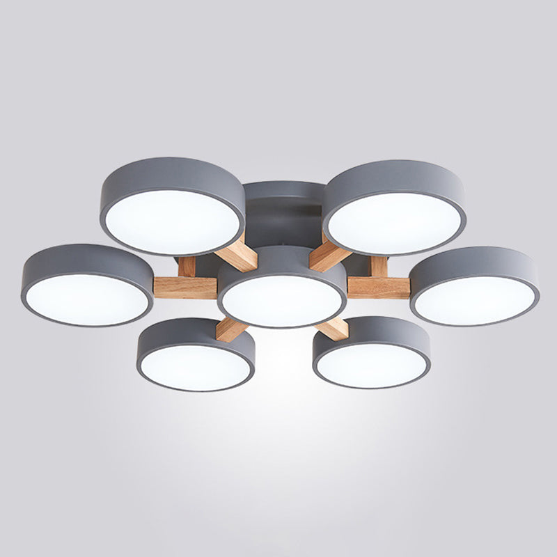 Nordic Round Ceiling Light Colorful Multi Light Flush Mount Light for Bedroom