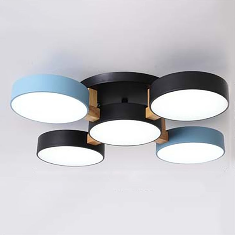 Nordic Round Ceiling Light Colorful Multi Light Flush Mount Light for Bedroom