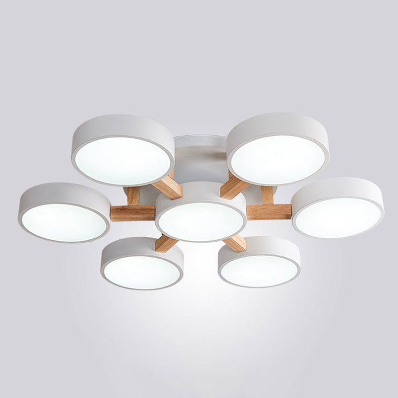 Nordic Round Ceiling Light Colorful Multi Light Flush Mount Light for Bedroom