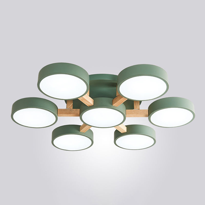 Nordic Round Ceiling Light Colorful Multi Light Flush Mount Light for Bedroom