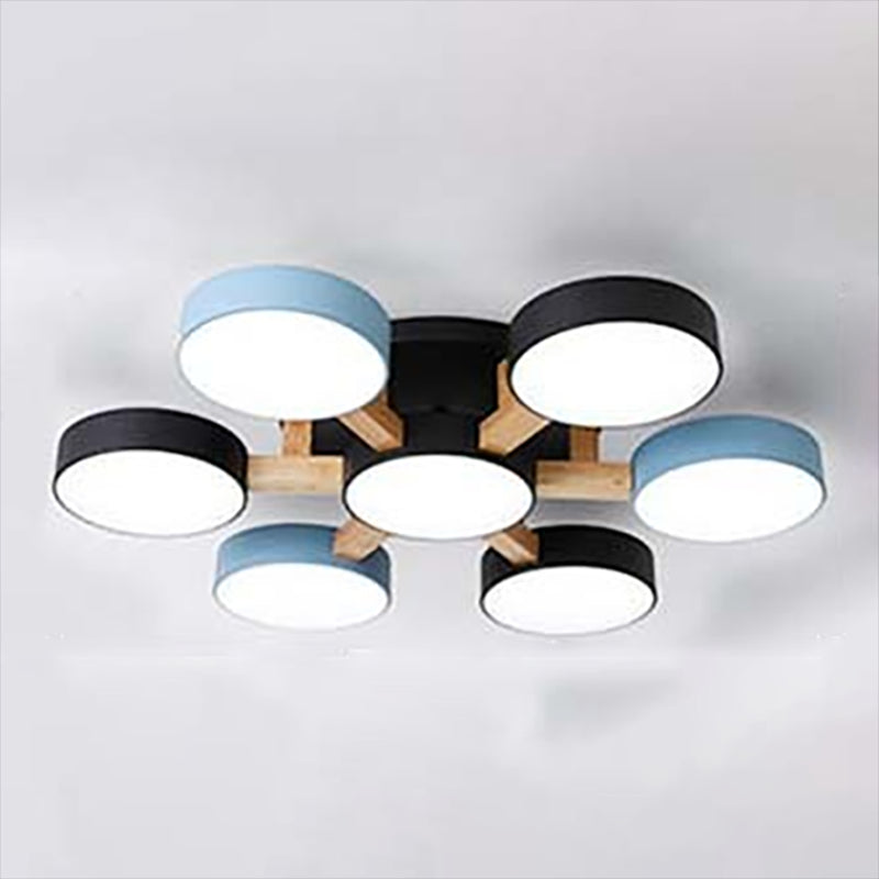 Nordic Round Ceiling Light Colorful Multi Light Flush Mount Light for Bedroom