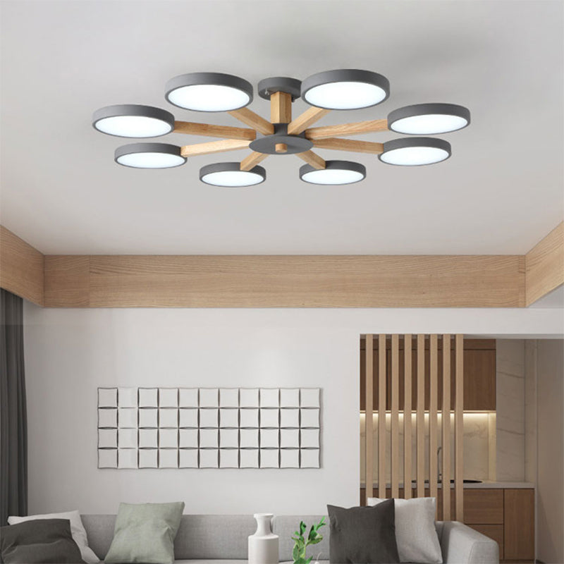 Nordic Round Ceiling Light Colorful Multi Light Flush Mount Light for Bedroom