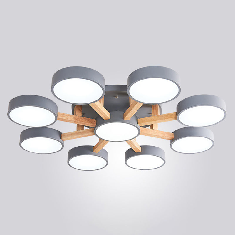 Nordic Round Ceiling Light Colorful Multi Light Flush Mount Light for Bedroom
