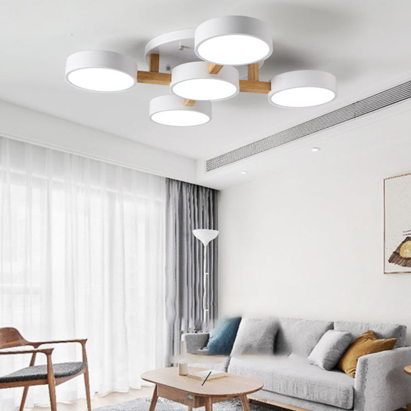 Nordic Round Ceiling Light Colorful Multi Light Flush Mount Light for Bedroom