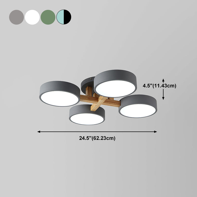 Nordic Round Ceiling Light Colorful Multi Light Flush Mount Light for Bedroom