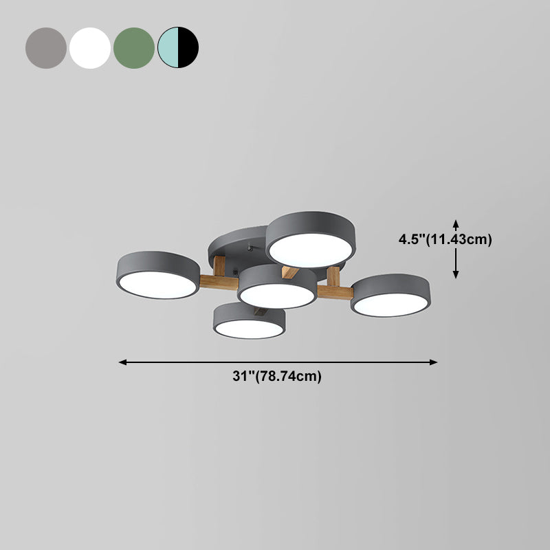 Nordic Round Ceiling Light Colorful Multi Light Flush Mount Light for Bedroom