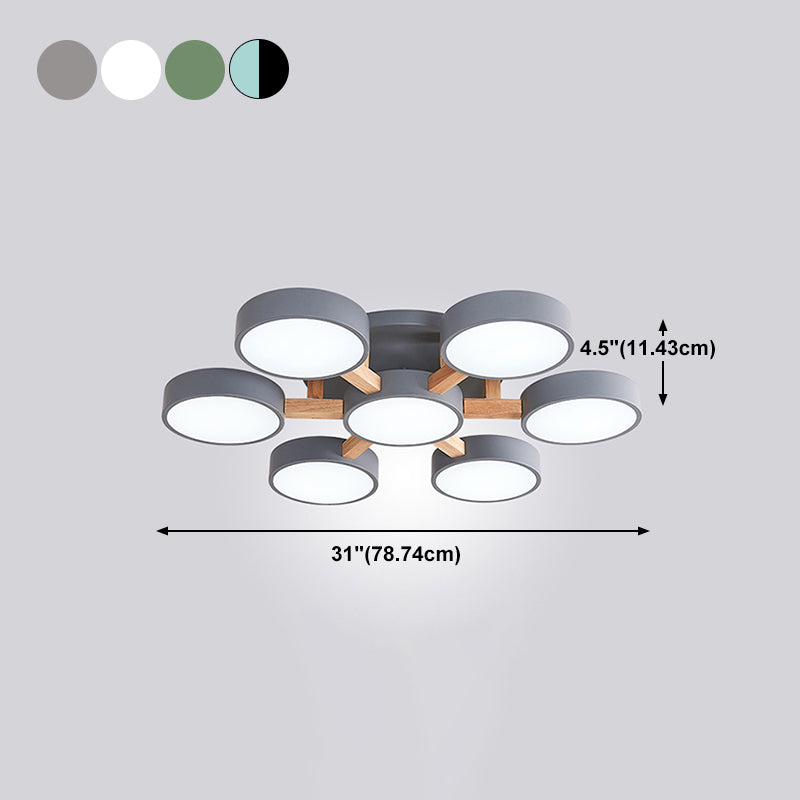Nordic Round Ceiling Light Colorful Multi Light Flush Mount Light for Bedroom