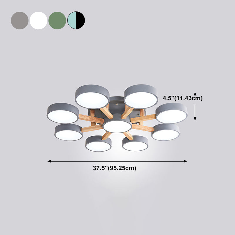 Nordic Round Ceiling Light Colorful Multi Light Flush Mount Light for Bedroom
