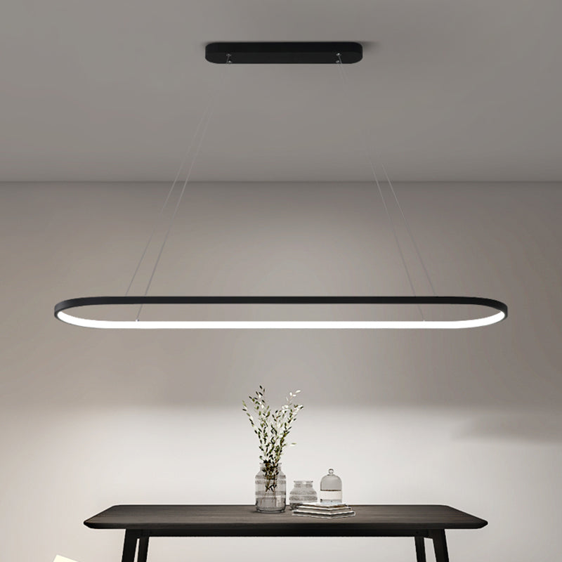 Contemporary Linear Shape Pendant Lighting Fixture Metal 1 Light Island Pendant Light