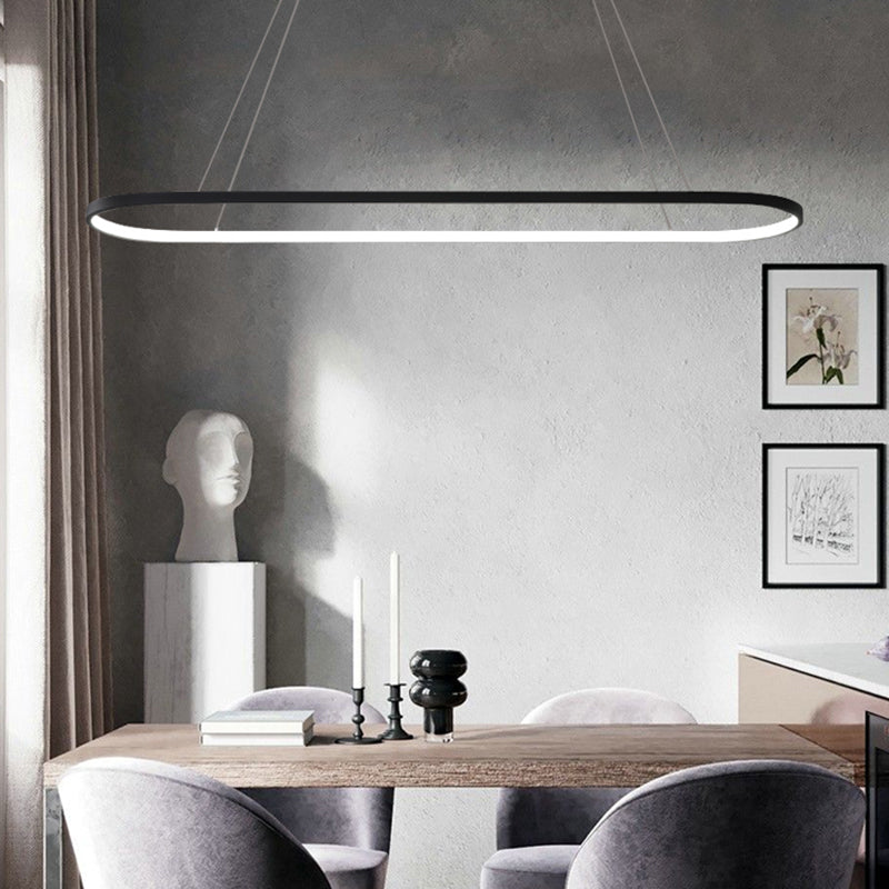 Contemporary Linear Shape Pendant Lighting Fixture Metal 1 Light Island Pendant Light