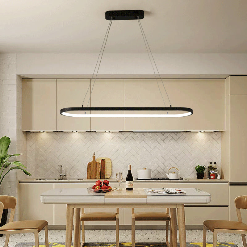Contemporary Linear Shape Pendant Lighting Fixture Metal 1 Light Island Pendant Light