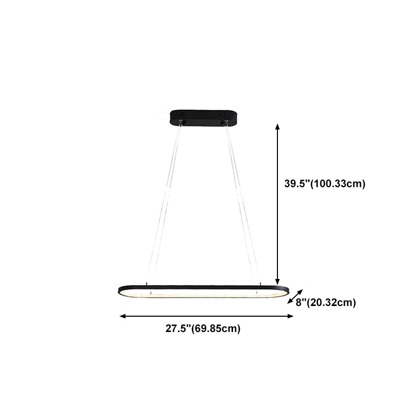 Contemporary Linear Shape Pendant Lighting Fixture Metal 1 Light Island Pendant Light