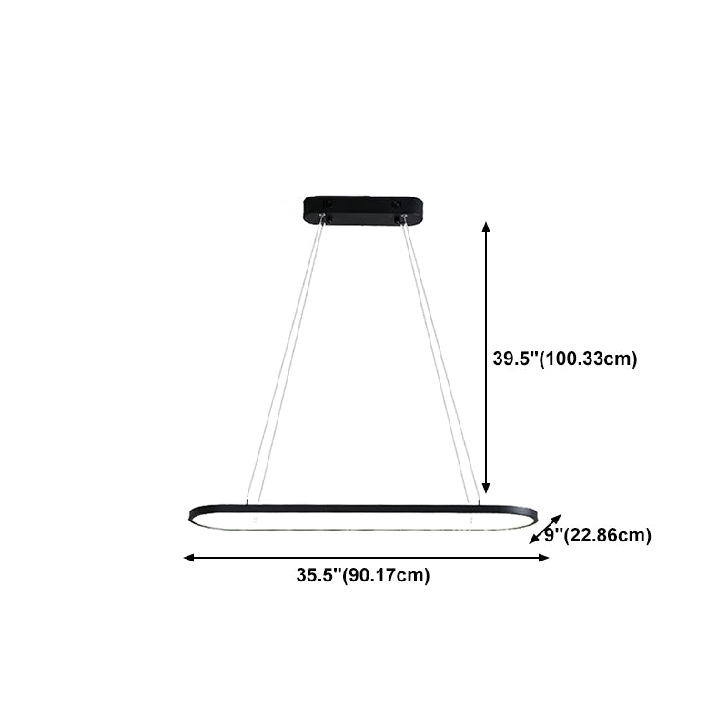 Contemporary Linear Shape Pendant Lighting Fixture Metal 1 Light Island Pendant Light