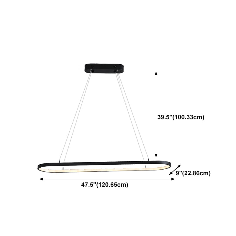 Contemporary Linear Shape Pendant Lighting Fixture Metal 1 Light Island Pendant Light