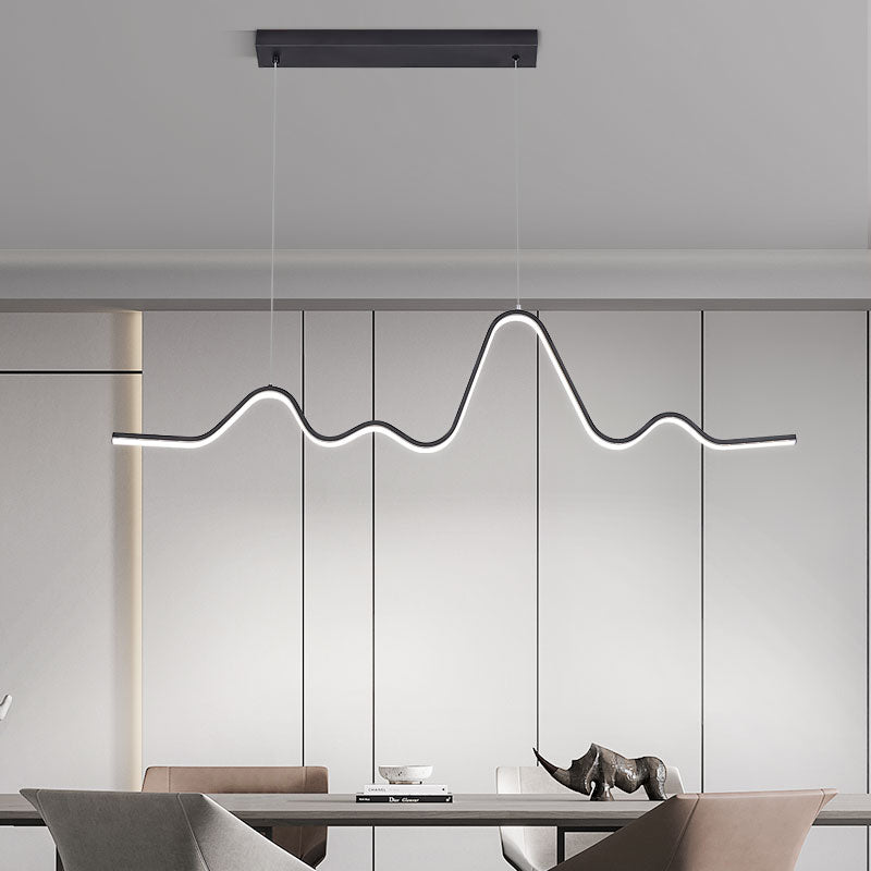 Creative Linear LED Island Lighting Fixture Modern Style Hanging Light for Dining Room