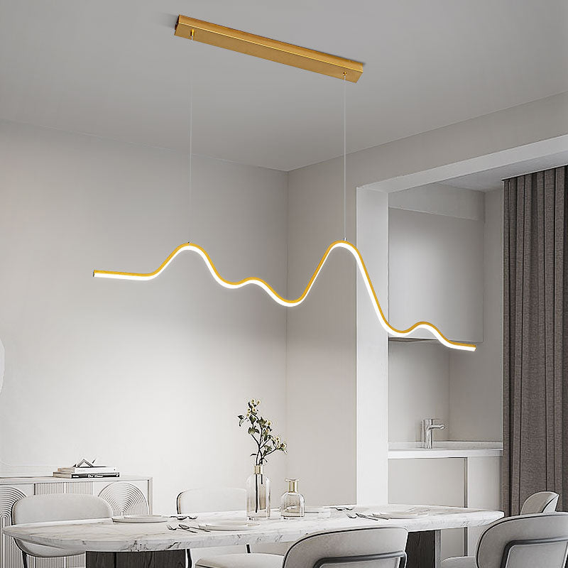Creative Linear LED Island Lighting Fixture Modern Style Hanging Light for Dining Room