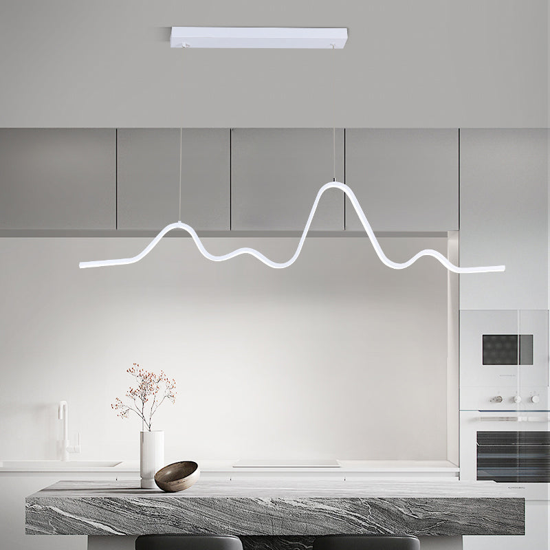 Creative Linear LED Island Lighting Fixture Modern Style Hanging Light for Dining Room