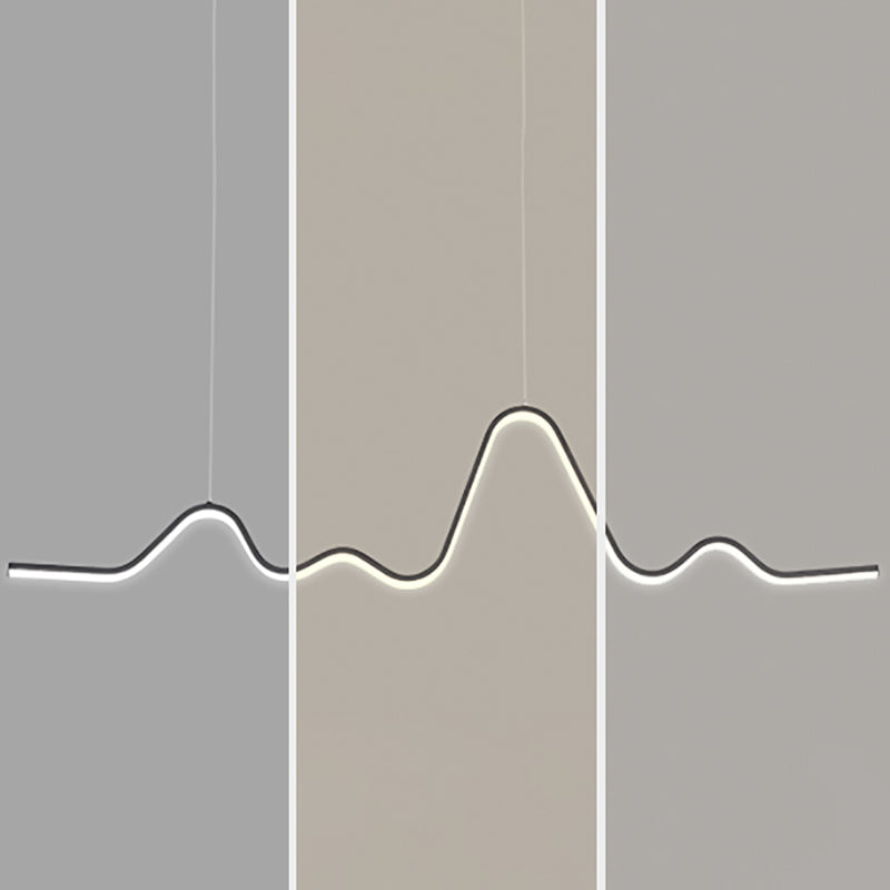 Creative Linear LED Island Lighting Fixture Modern Style Hanging Light for Dining Room