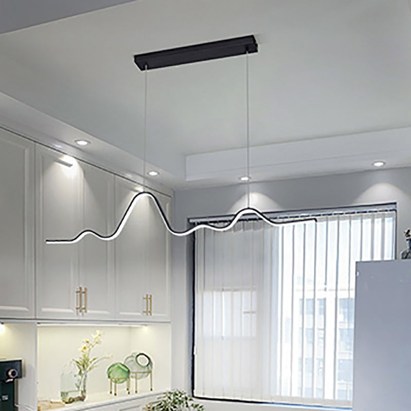 Creative Linear LED Island Lighting Fixture Modern Style Hanging Light for Dining Room