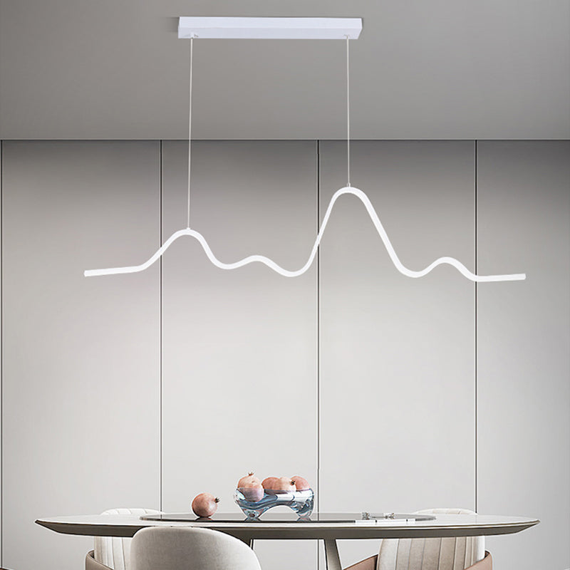Creative Linear LED Island Lighting Fixture Modern Style Hanging Light for Dining Room