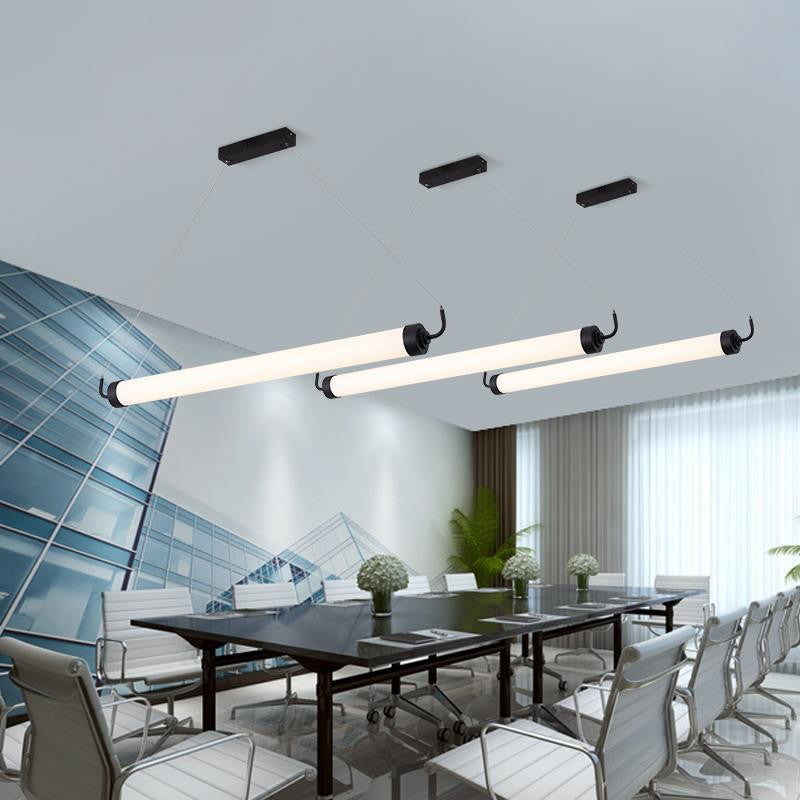 Simple Linear LED Island Lighting Fixture Modern Hanging Light for Dining Room