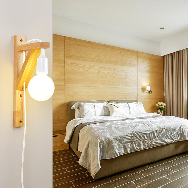 Wooden Simplicity Wall Sconce Household Wall Mounted Lamp for Sitting Room